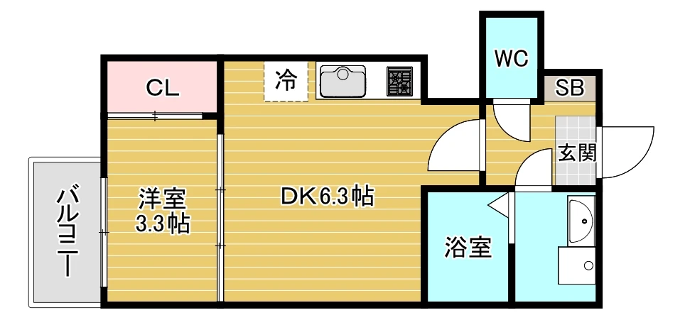 パルムズコート服部天神 0101 間取り図