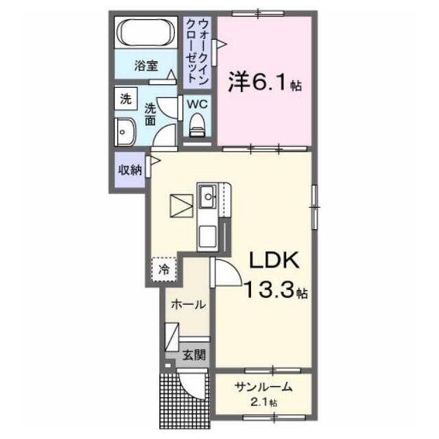 ジェルメ柏D棟 102 間取り図
