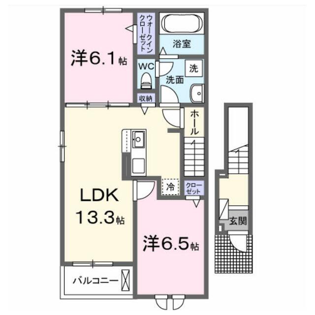 ジェルメ柏D棟 201 間取り図
