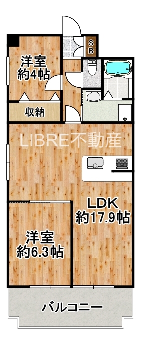 朝日プラザ千鳥橋 402 - 間取り図 - サムネイル 2