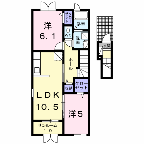 サンプラザ新崎Ａ 204 間取り図