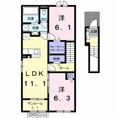 シャンブル Ⅰ 205 間取り図