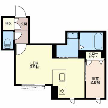 ベレオ東新町 0102 間取り図