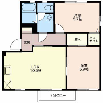 クレセールもも　B 101 間取り図