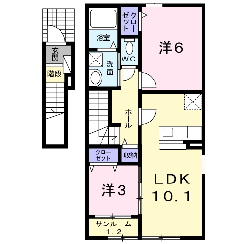 Ｐｅｒｓｉｍｍｏｎ－Ｋ 201 間取り図