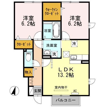 クローバーハウス Ｃ 102 間取り図