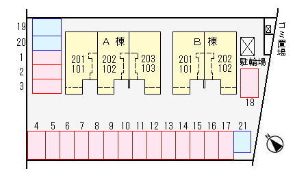 プラシードＡ 103 駐車場