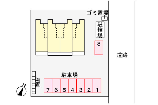 コンフォーティア 101 駐車場