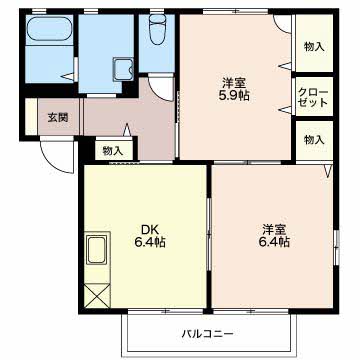 シャーメゾンランブル　E 102 間取り図