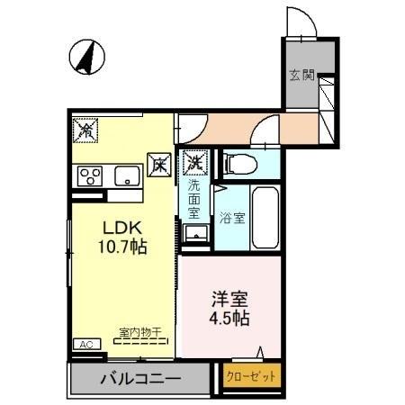 Ｄ‐ＲＯＯＭ笹口 103 間取り図