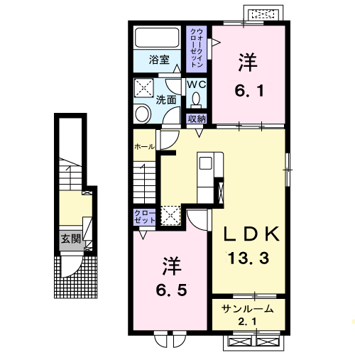シャンブル Ⅱ 204 間取り図