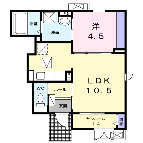 プライムコート　川西 102 間取り図