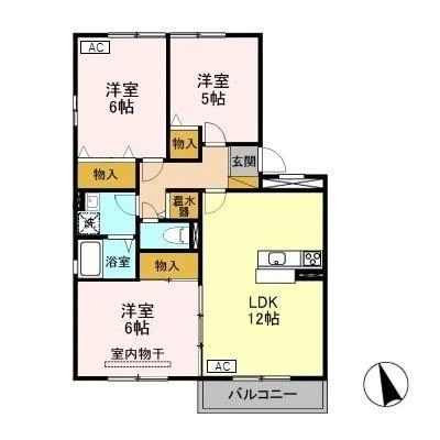 グランメール・カナ 205 間取り図