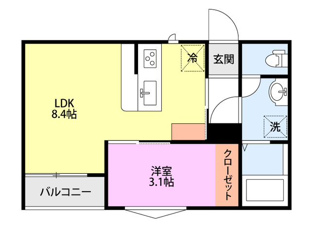 ラテ古町 203 間取り図