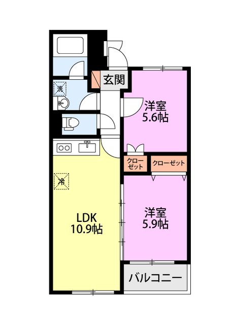 ヴィラ城所 205 間取り図