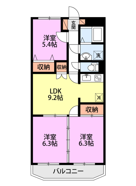 メゾンドマロン 206 間取り図