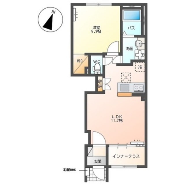 新潟市北区松浜東町　新築アパート 102 間取り図