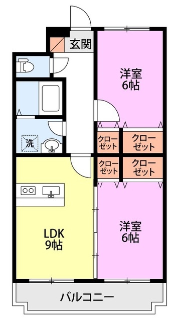 カサブランカ新津 102 間取り図
