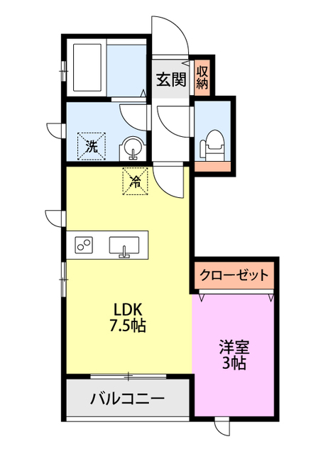 ステューディオ　ウィロー 102 間取り図