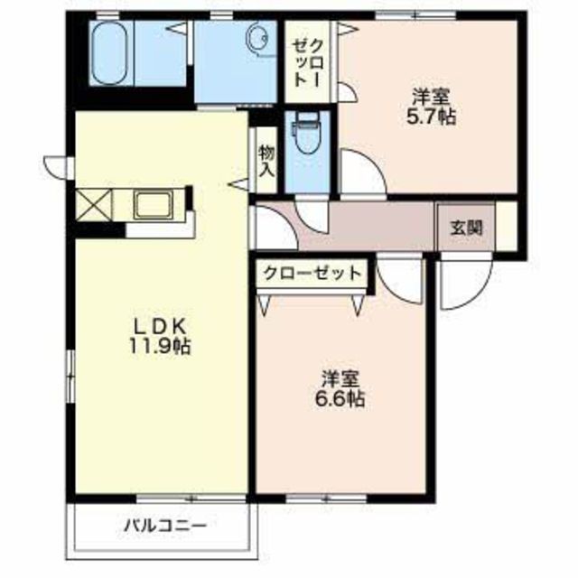 カーサラフィネ　A 101 間取り図