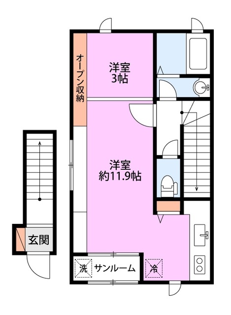 Common五十嵐A棟 201 間取り図