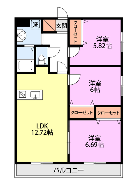 ヴィラエザンス 206 間取り図