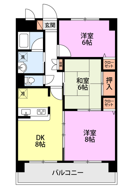 ベロウ上越（3DK） 402 間取り図