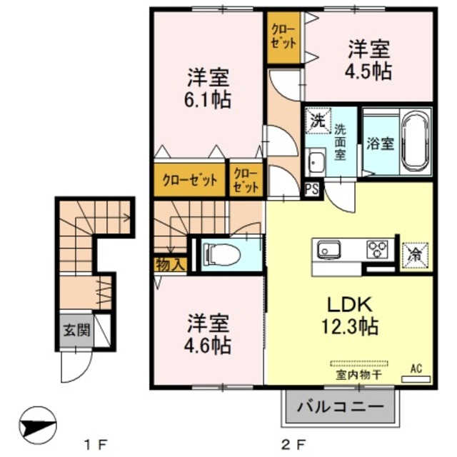 シュエット　フルール 202 間取り図
