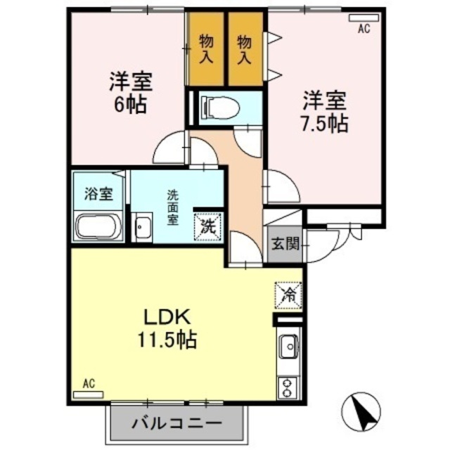 リバーフォート阿賀　Ｂ 205 間取り図
