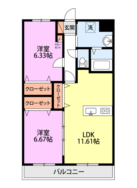 ラフィーネ向陽 405 間取り図
