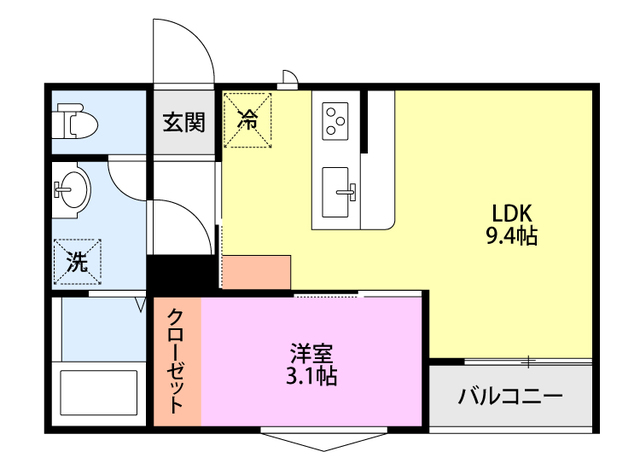 ラテ古町 302 間取り図