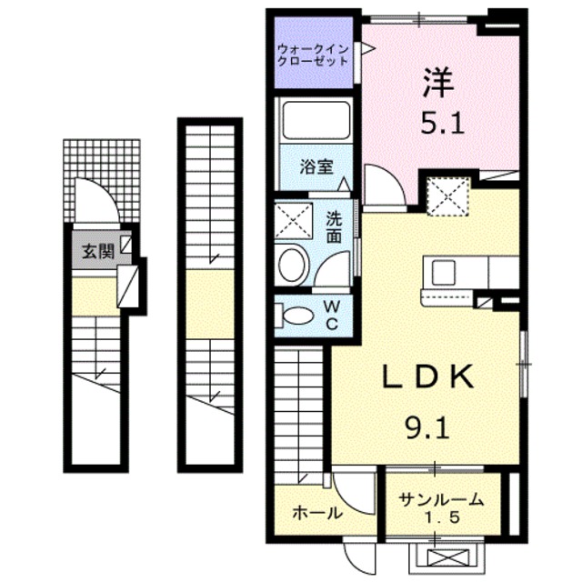 グリーンビレッジ 301 間取り図