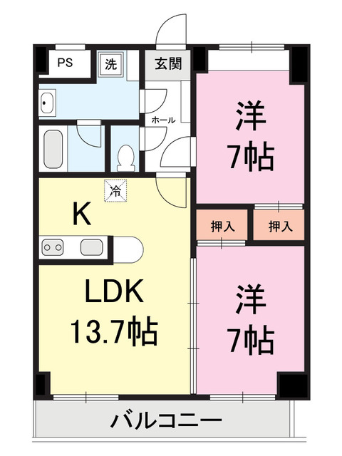 サニーフラット宮関 4C 間取り図