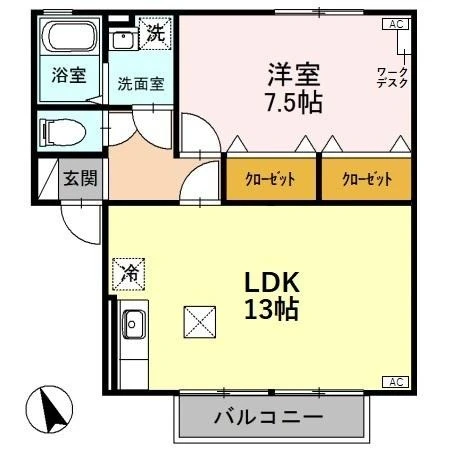 クレストハイツ　A 102 間取り図