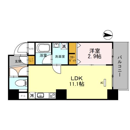 M：COURT新町 1302 間取り図