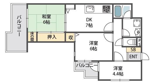 セントラル豊中東 403 間取り図