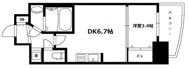 ラシュレエグゼ夕陽丘 903 間取り図