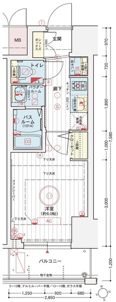 エステムコート難波サウスプレイスVIIリアン 1503 間取り図