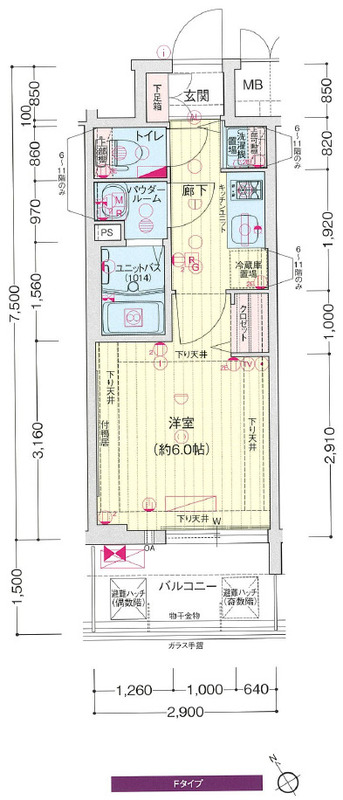 プレサンス梅田東アルファ 506 間取り図