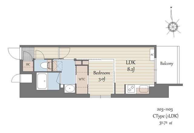 Ｓ－ＲＥＳＩＤＥＮＣＥ天満橋ａｒ 203 間取り図
