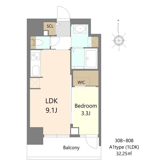 Ｓ－ＲＥＳＩＤＥＮＣＥ松屋町ａｓｅｎｃｅ 308 間取り図