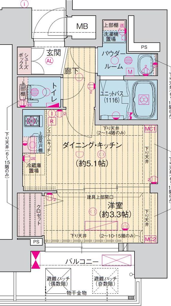 ソルテラス阿波座ウィズ 1402 間取り図