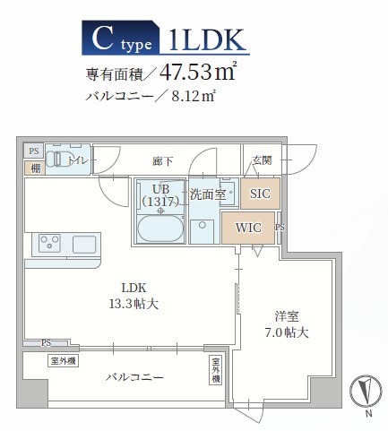 Le Mob*i 天神橋 503 間取り図