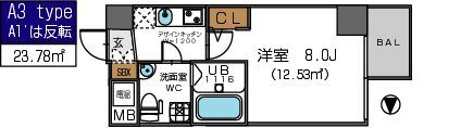 ザ・パーククロス阿波座 0505 間取り図