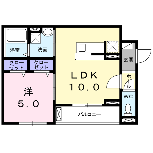 ラ ビュット 上山手 101 間取り図