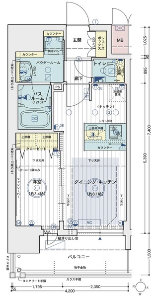 エステムコート梅田・天神橋IVステーションフロント 901 間取り図