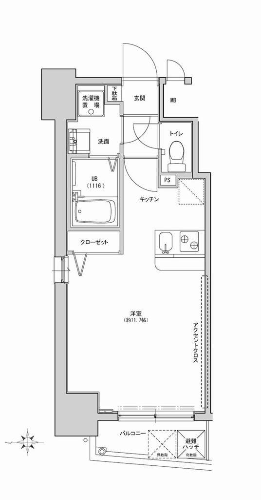 アクアプレイス南堀江 801 間取り図