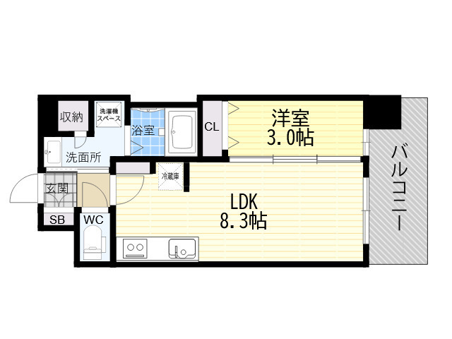 ライフフィールド北梅田クラルス 802 間取り図