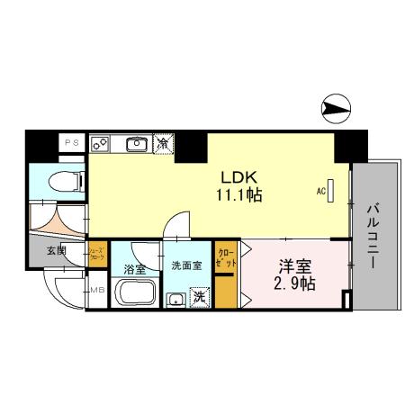 M：COURT新町 401 間取り図