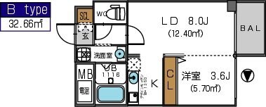 ザ・パーククロス阿波座 0704 間取り図